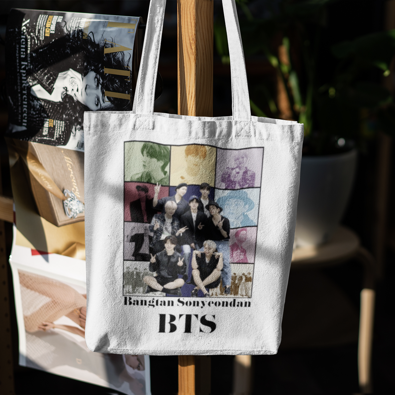 BTS Themed White Zipper Tote bag
