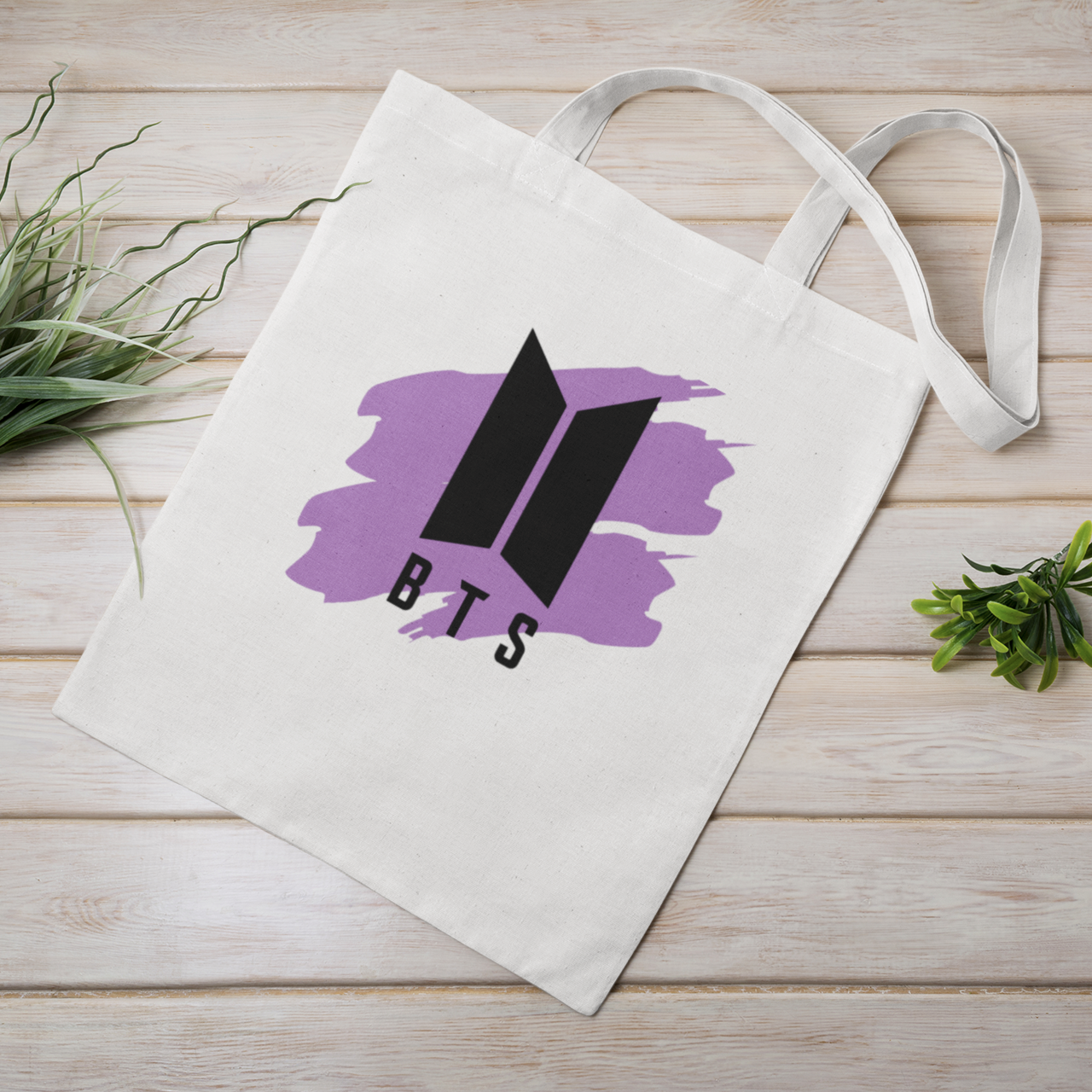 BTS Logo Purple Splash, White Zipper Tote bag