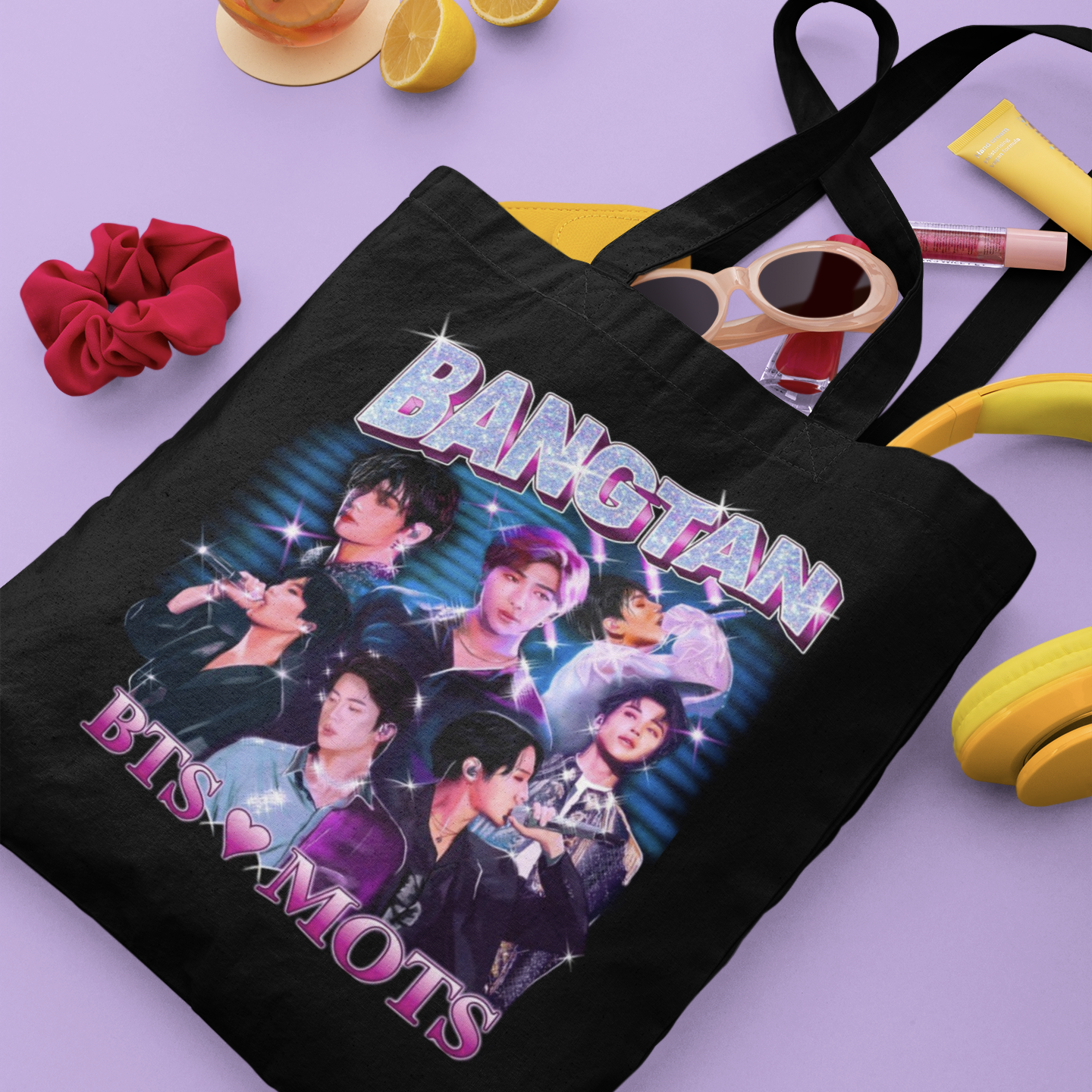 BTS Themed Black Zipper Tote bag