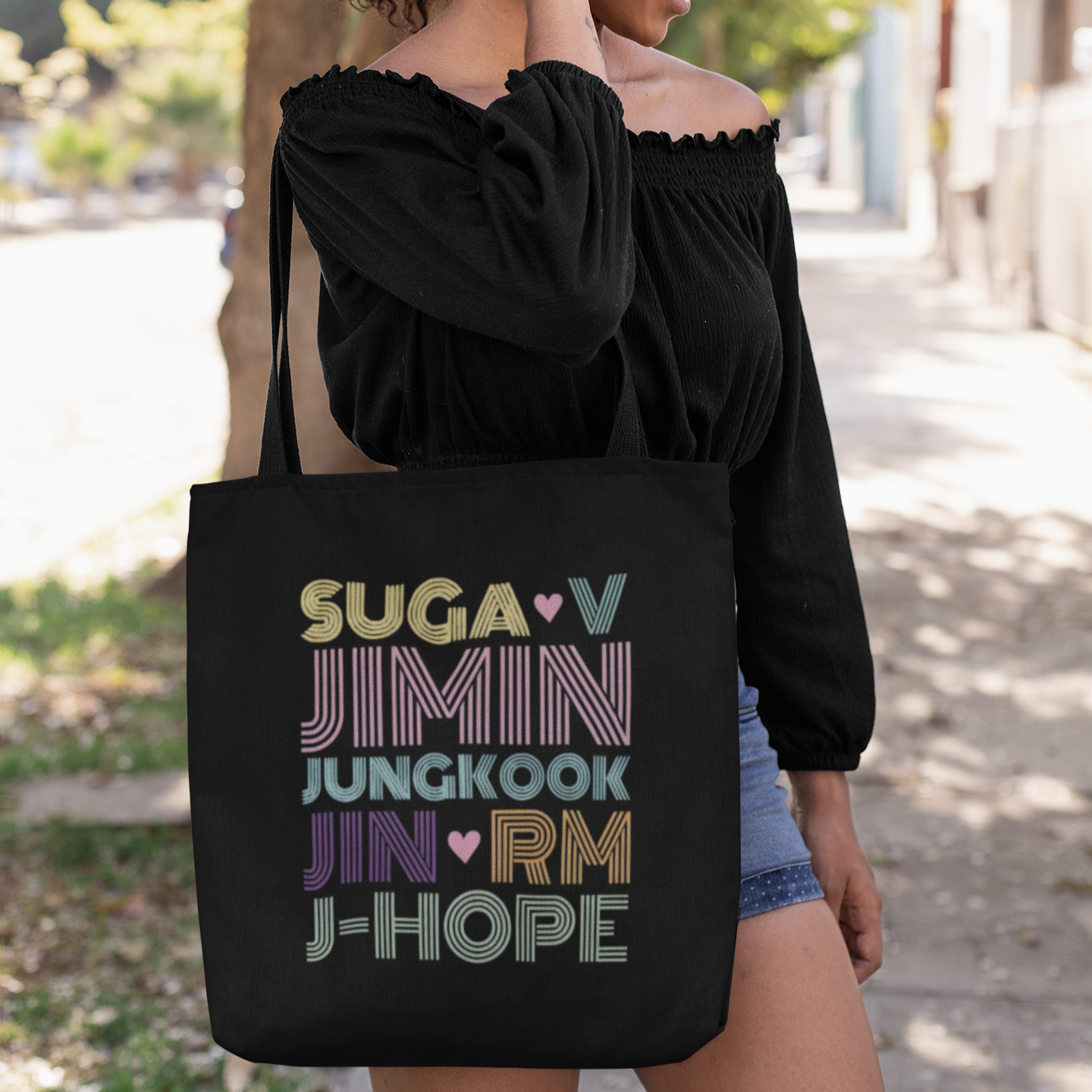 BTS Themed Black Zipper Tote bag