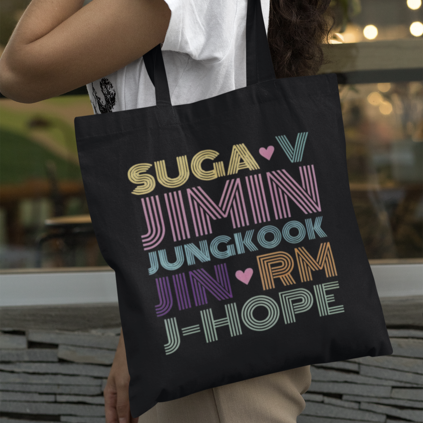 BTS Themed Black Zipper Tote bag
