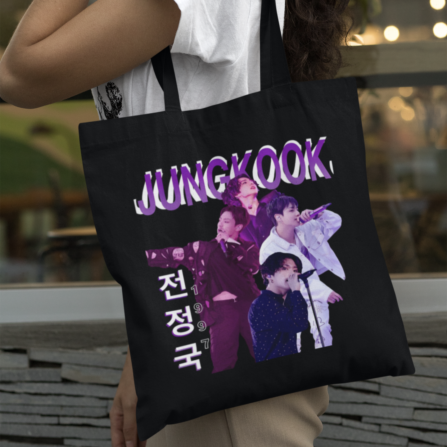 BTS Jungkook Themed Black Zipper Tote bag (Copy)