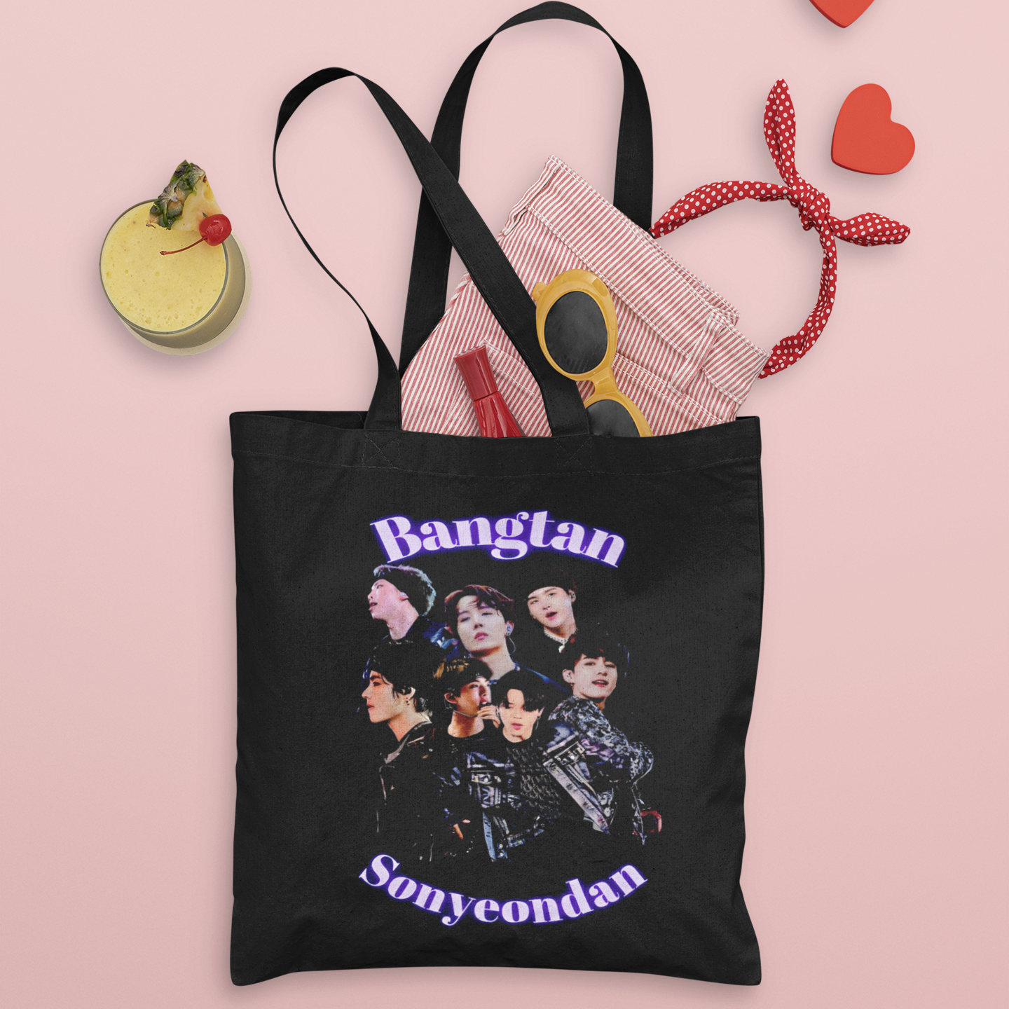 BTS Bangtan Themed Black Zipper Tote bag