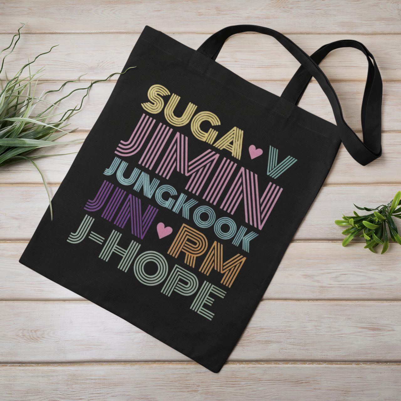 BTS Themed Black Zipper Tote bag