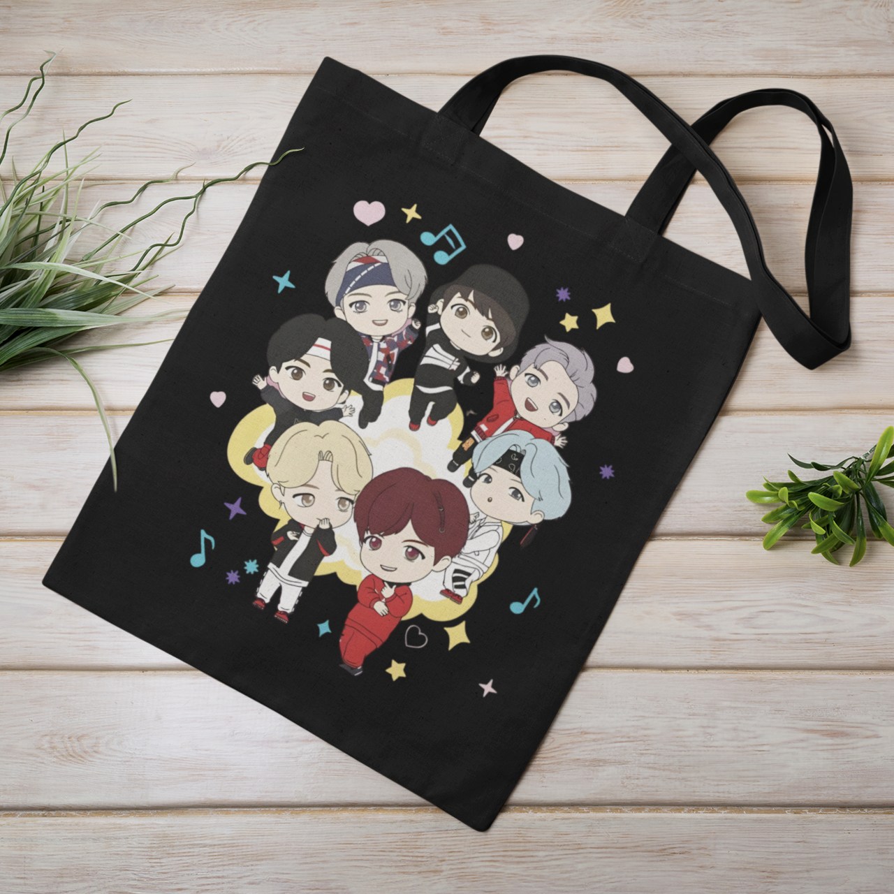 BTS Themed Black Zipper Tote bag