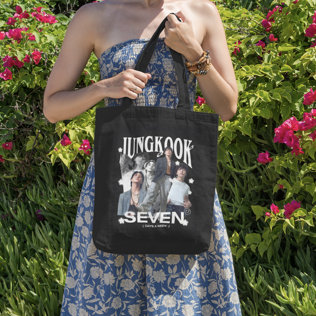 BTS Jungkook Themed Black Zipper Tote bag