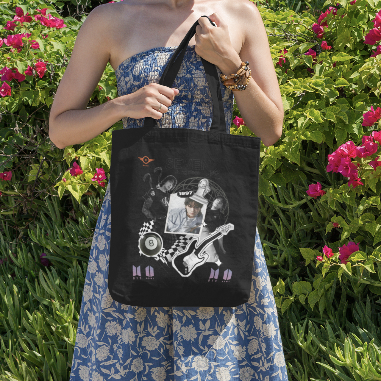 BTS Jungkook Themed Black Zipper Tote bag