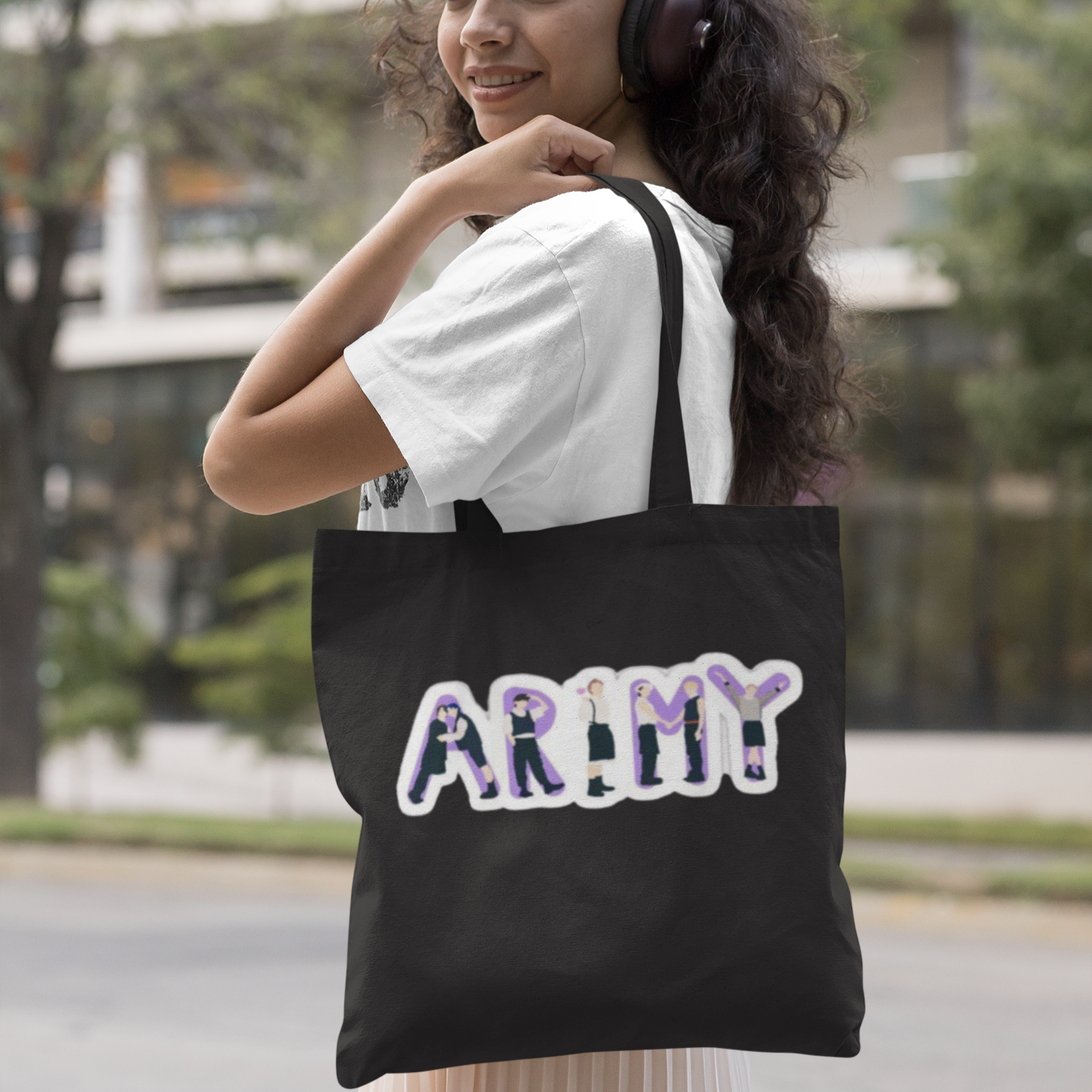 BTS Army Black Zipper Tote bag
