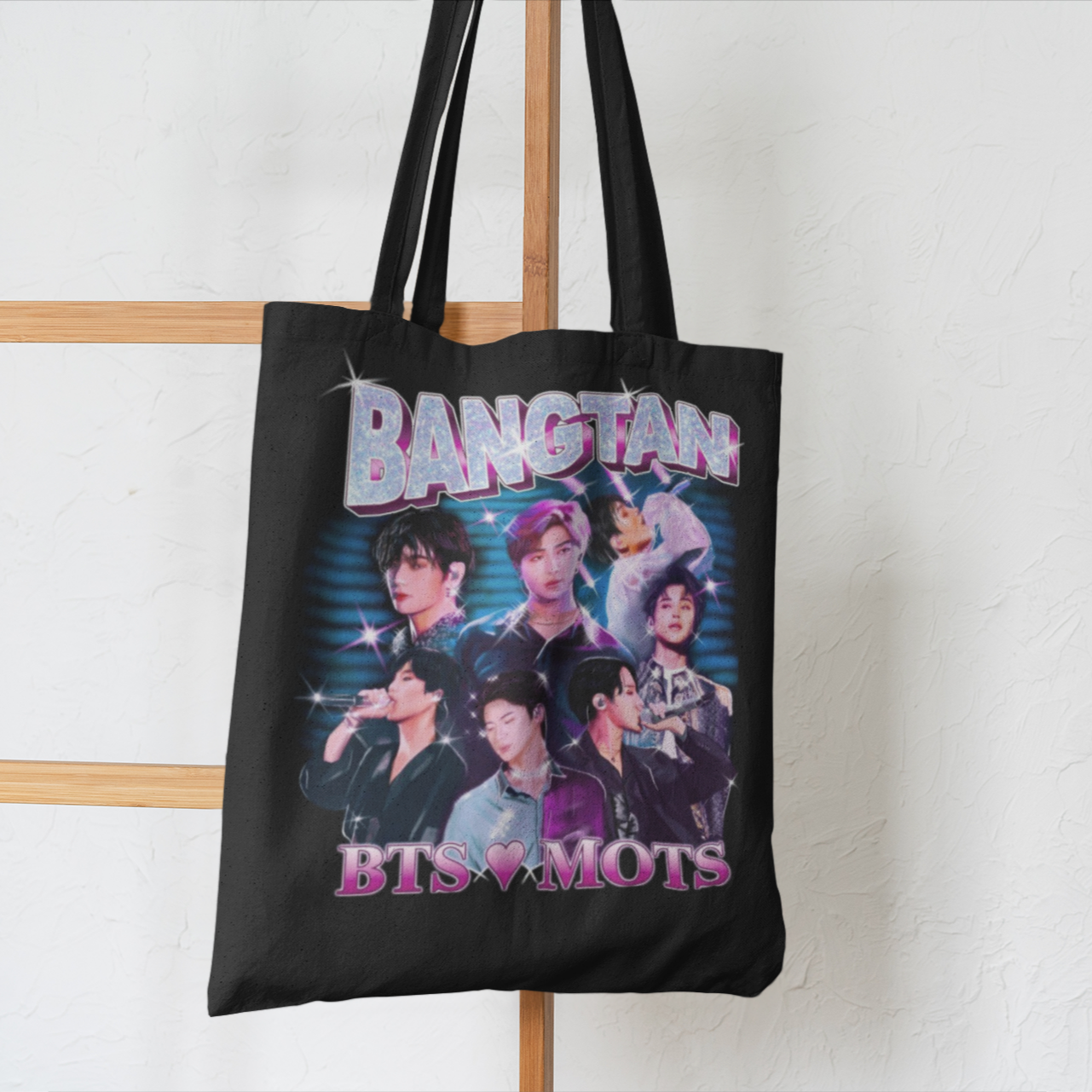 BTS Themed Black Zipper Tote bag