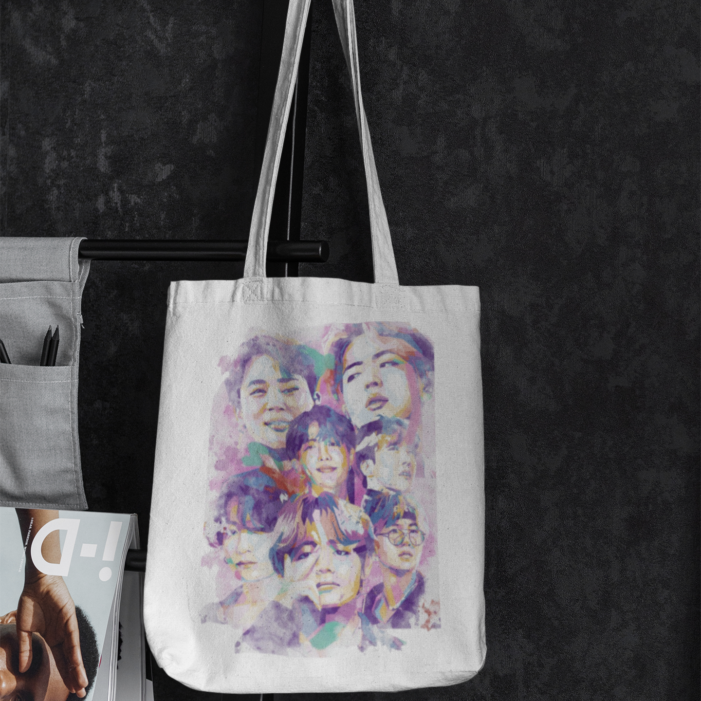 BTS Themed White Zipper Tote bag