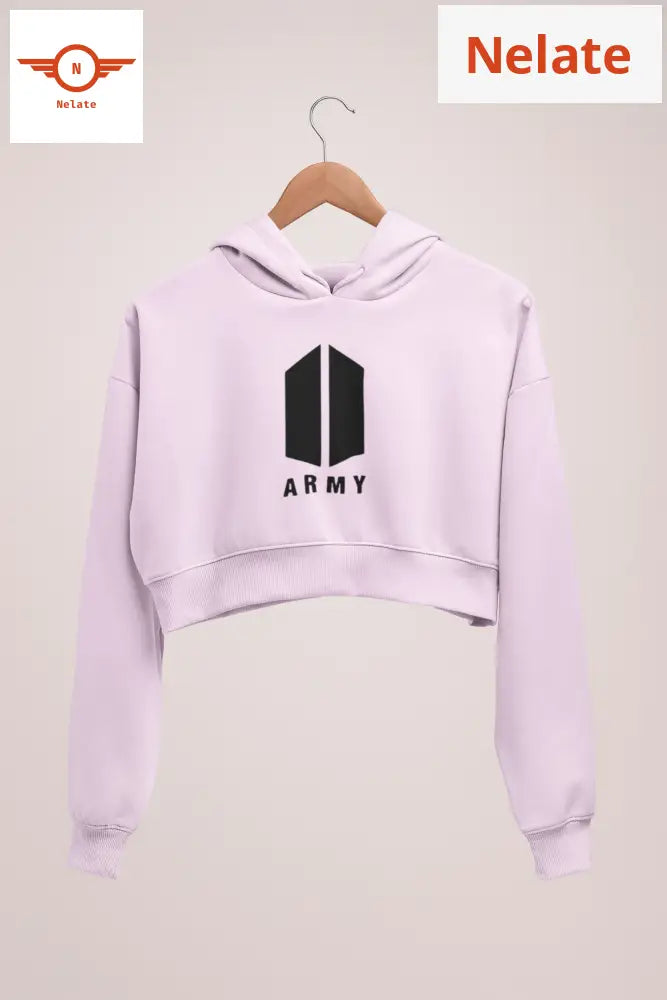 Bts Army Theme Pink Crop Hoodie