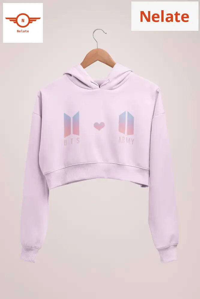 Bts×Bts Army Theme Pink Crop Hoodie