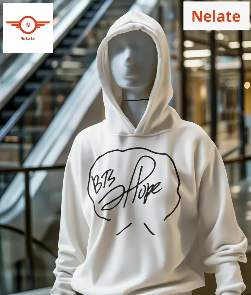BTS J-Hope Signature Printed white hoodie - Main Image