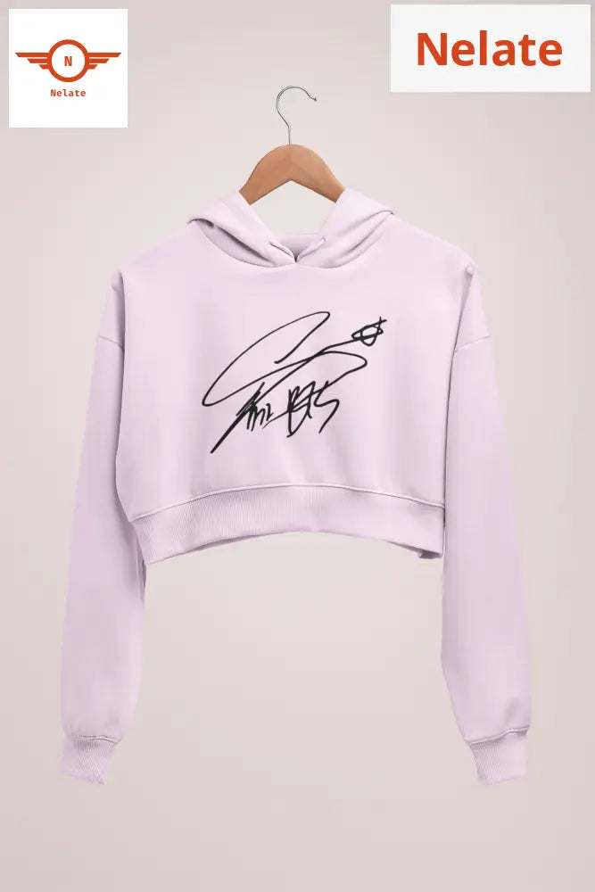 Bts Suga Signature Printed Crop Hoodie