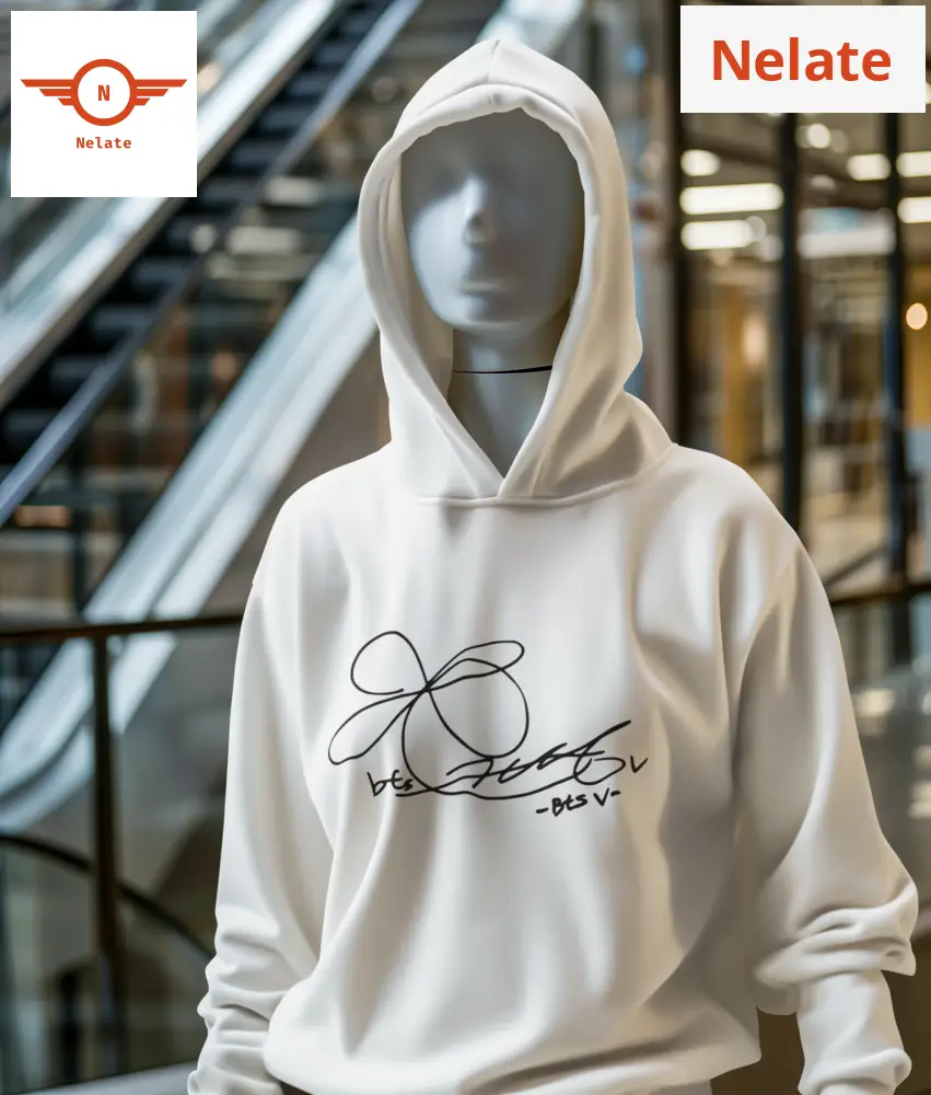 Bts V(Taehyung) Signature Printed White Hoodie