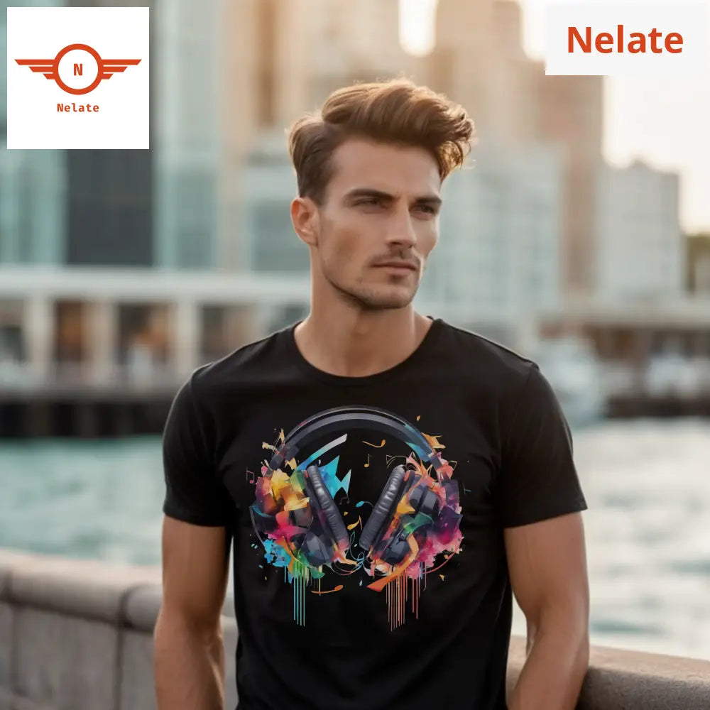 Color Splash Headset Black T-Shirt