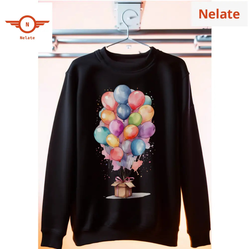 Colorful Balloon Theme Black Sweatshirt