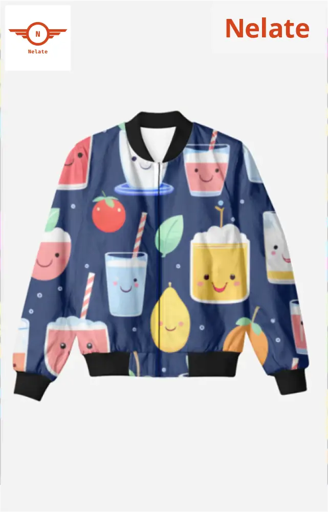 Cute Drinks Shape Printed Men’s Bomber Jacket