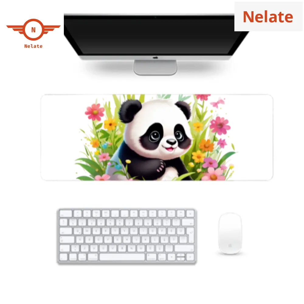 Cute Panda In A Garden Gaming Pad