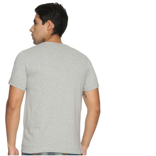 Nelate Plain Melange Grey T-Shirt For Men
