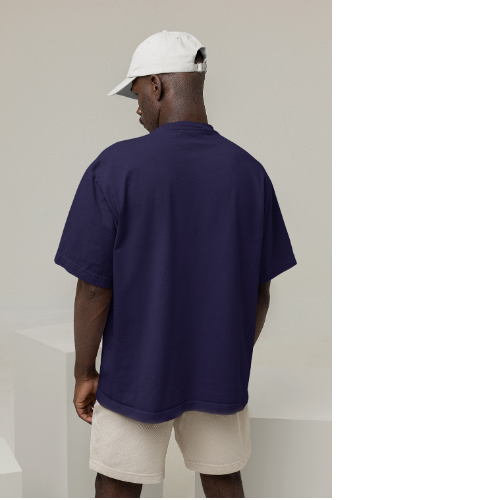 Nelate Plain Oversized T-Shirt (Navy Blue)