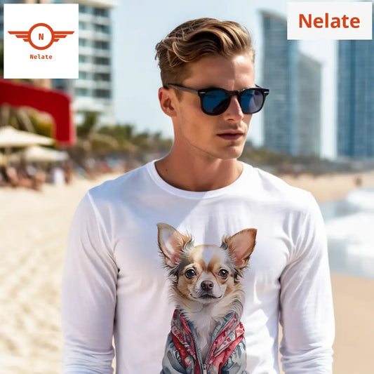 Dog Theme Full Sleeves White T-Shirt