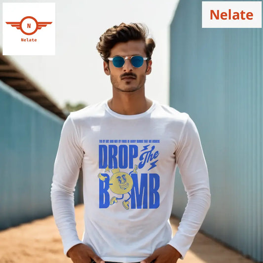 Drop The Bomb Full Sleeves White T-Shirt