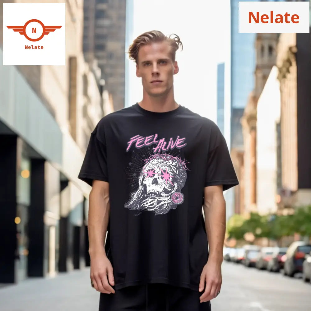 Feel Alive-Black Oversized T-Shirt