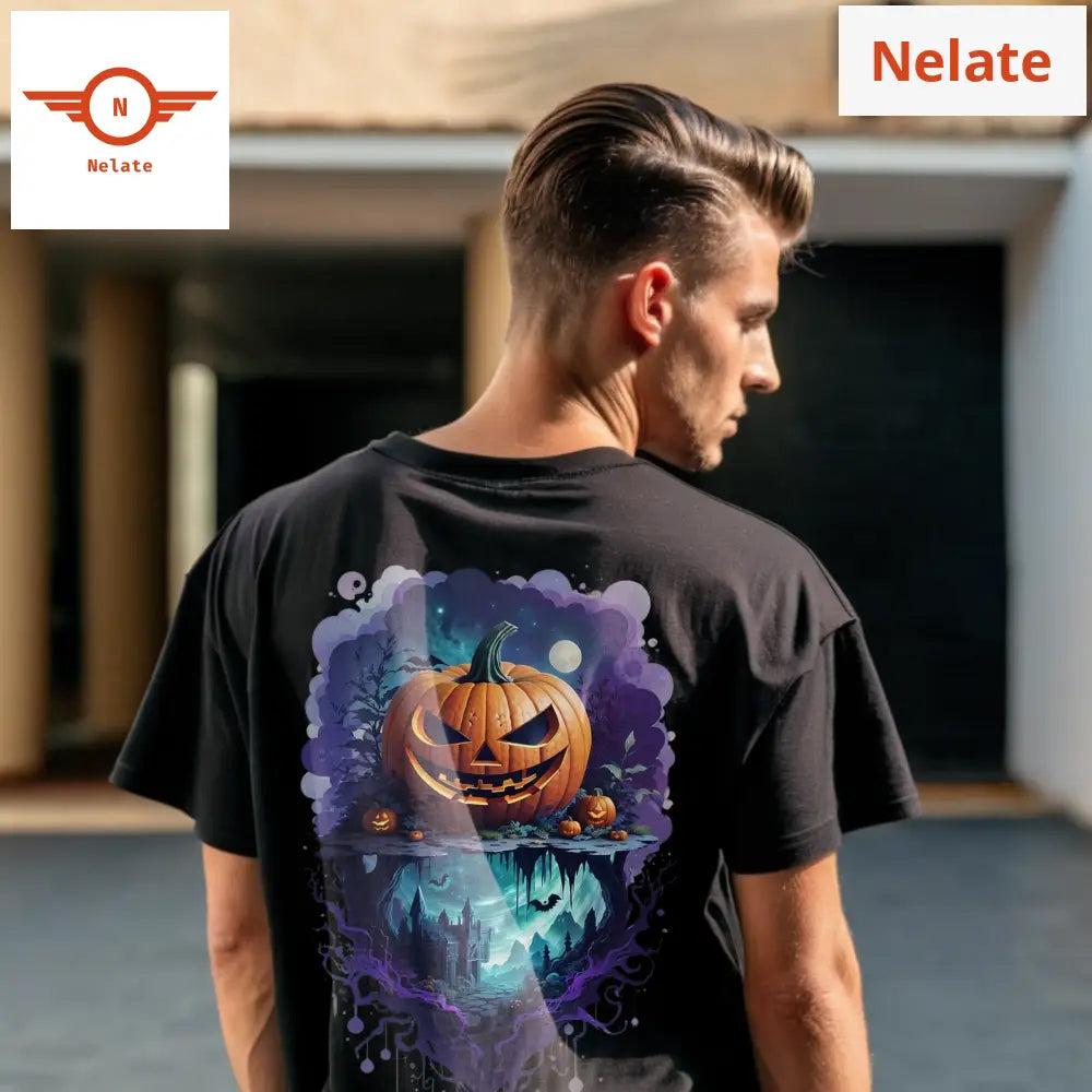 Halloween Theme Black Oversized T-Shirt