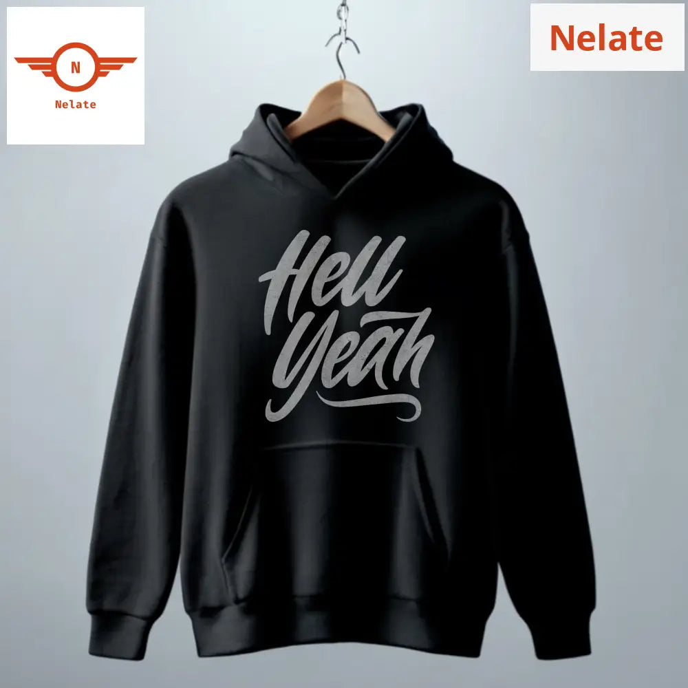 ’Hell Yeah’ Black Hoodie For Men