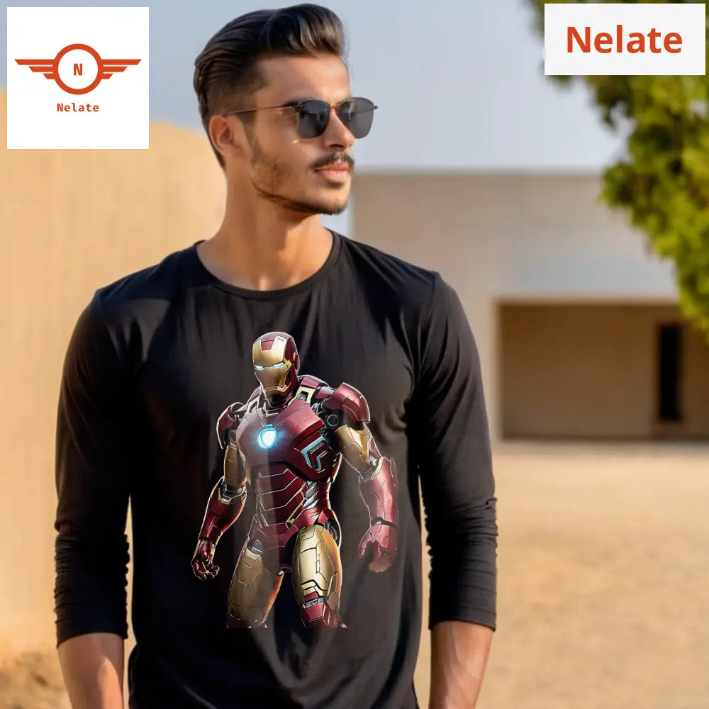 Ironman Theme Full Sleeves Black T-Shirt