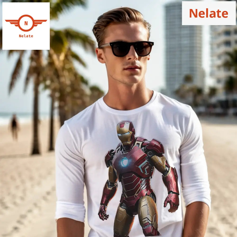 Ironman Theme Full Sleeves White T-Shirt