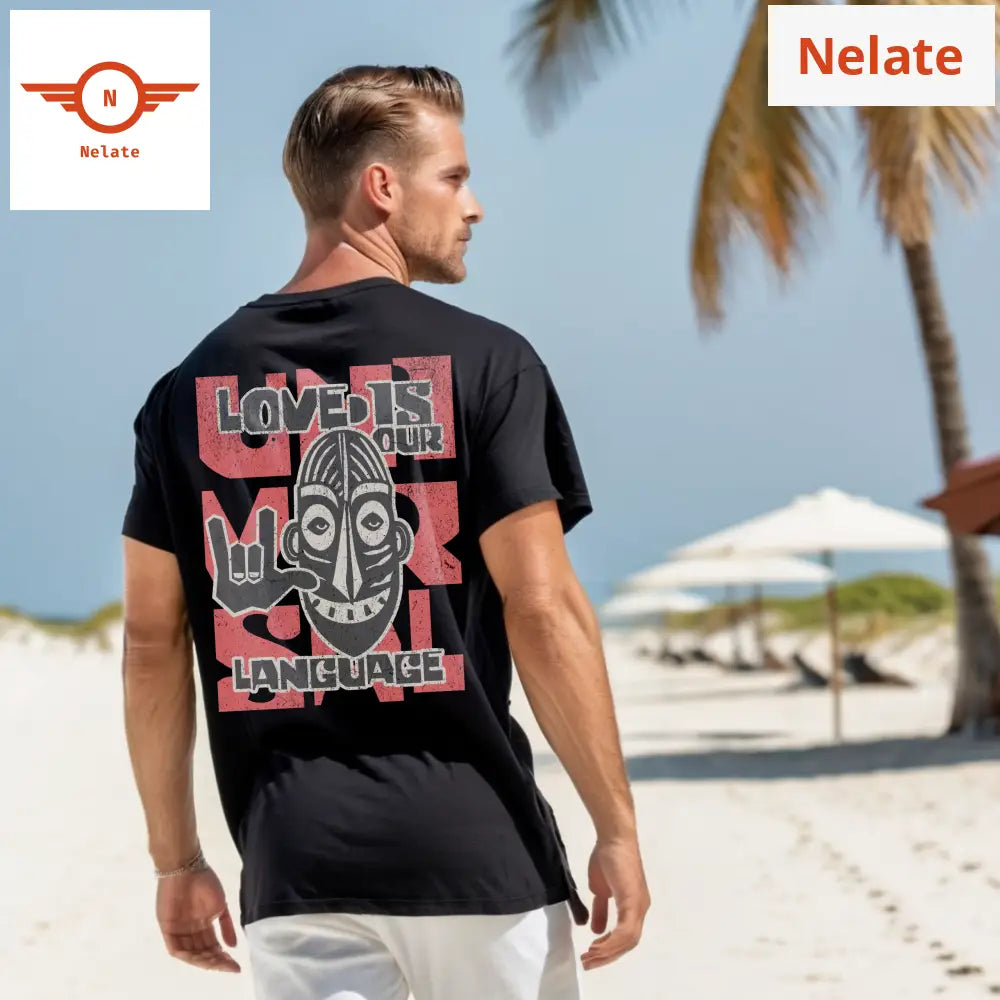 Love Is Universal Language - Black Oversized T-Shirt