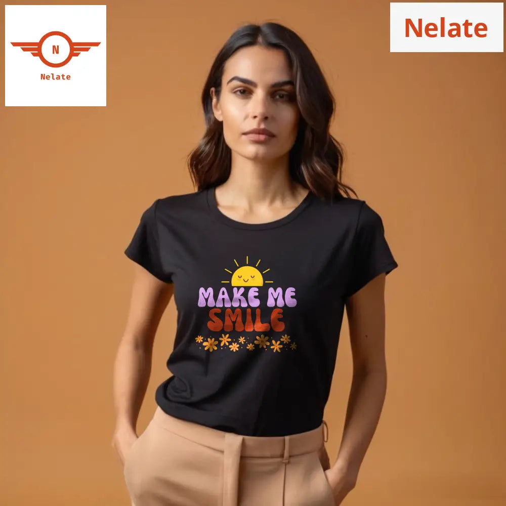 ’Make Me Smile’ Women’s Black T-Shirt