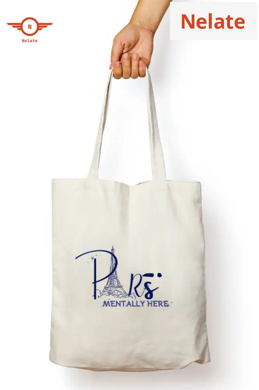 ’Mentally In Paris’ Tote Bag Zipper White / Standard