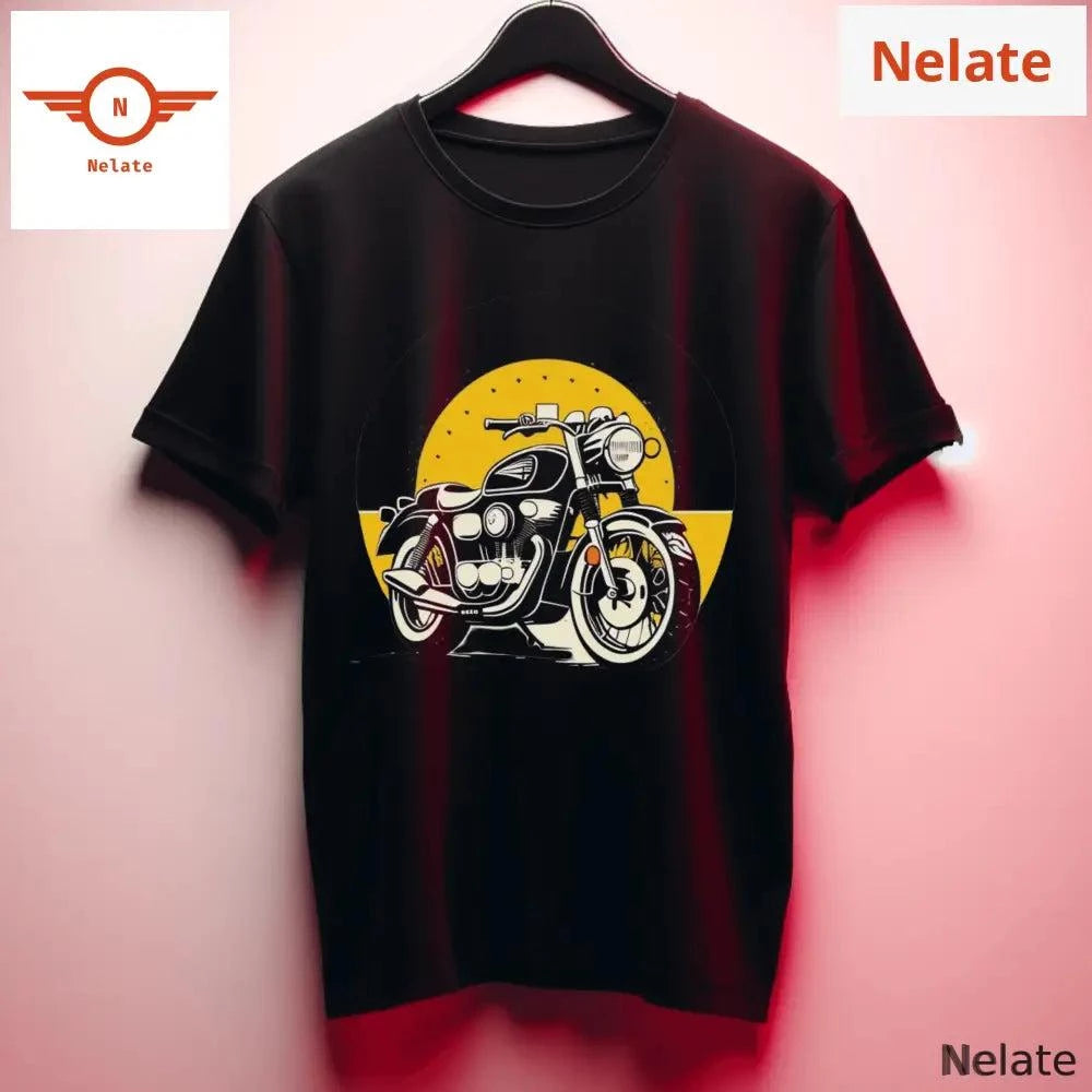Motor bike yellow background black t-shirt - by Nelate - Men's T-shirt, Men’s T-shirt
