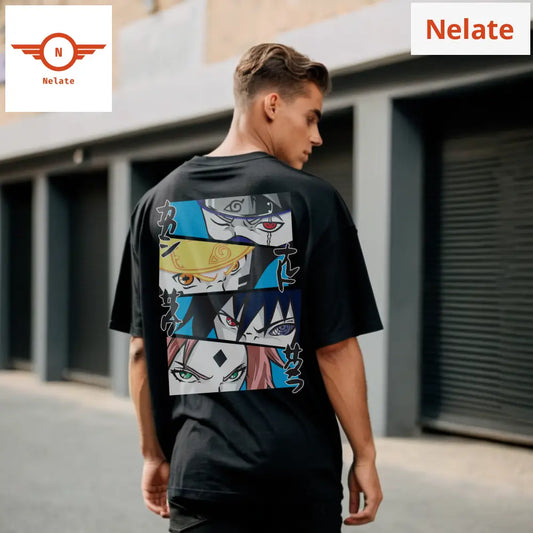 Naruto Series Team 7 - Black Oversized T-Shirt