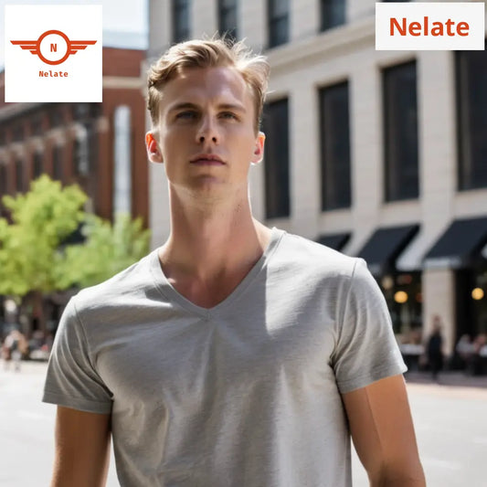 Nelate Exclusive V-Neck T-Shirt (Grey)