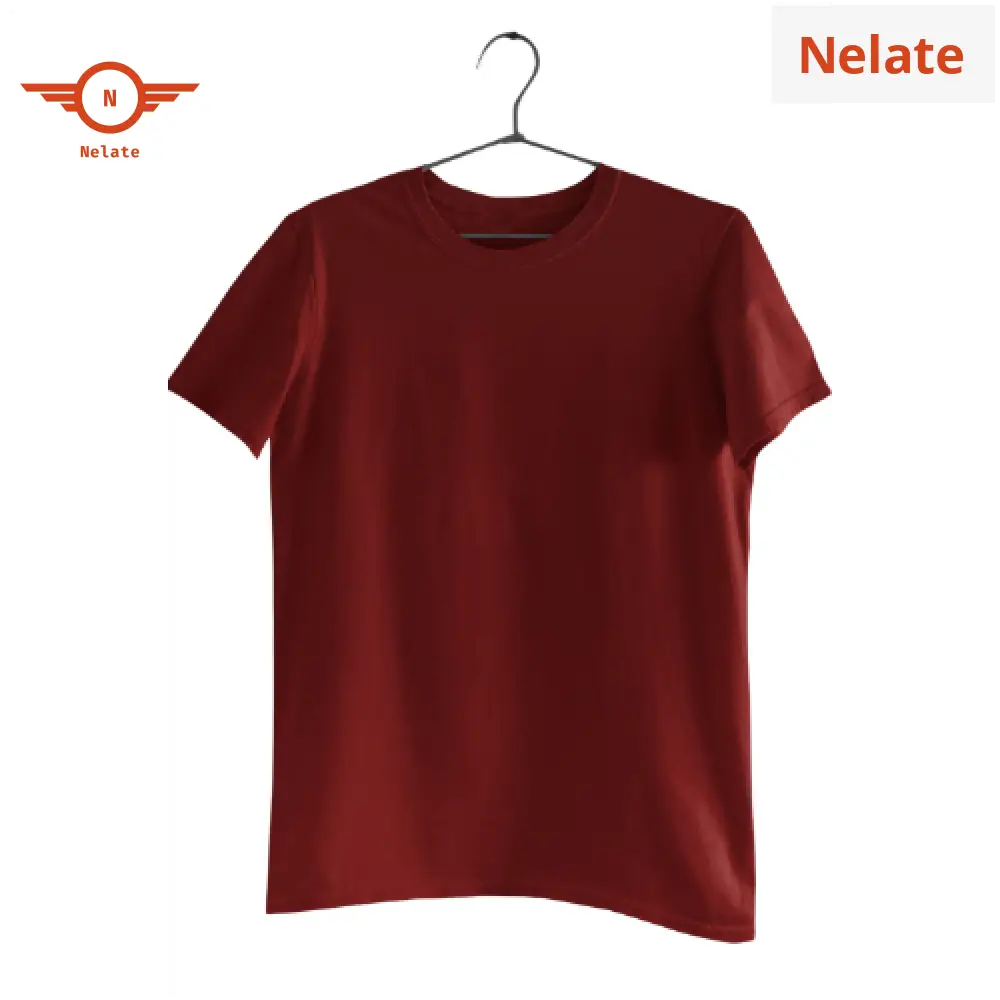 Nelate Plain Maroon T-Shirt For Men