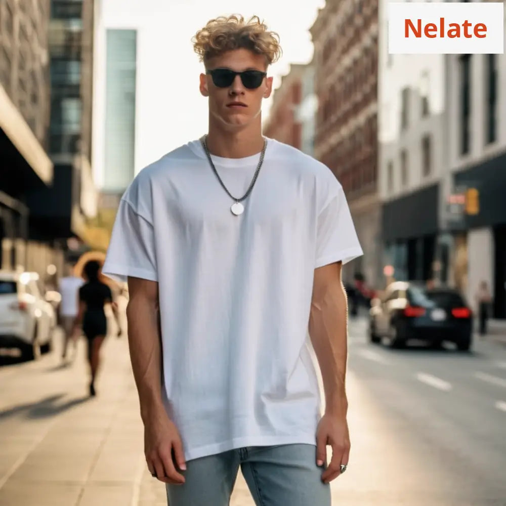 Nelate Plain White Oversized T-Shirt