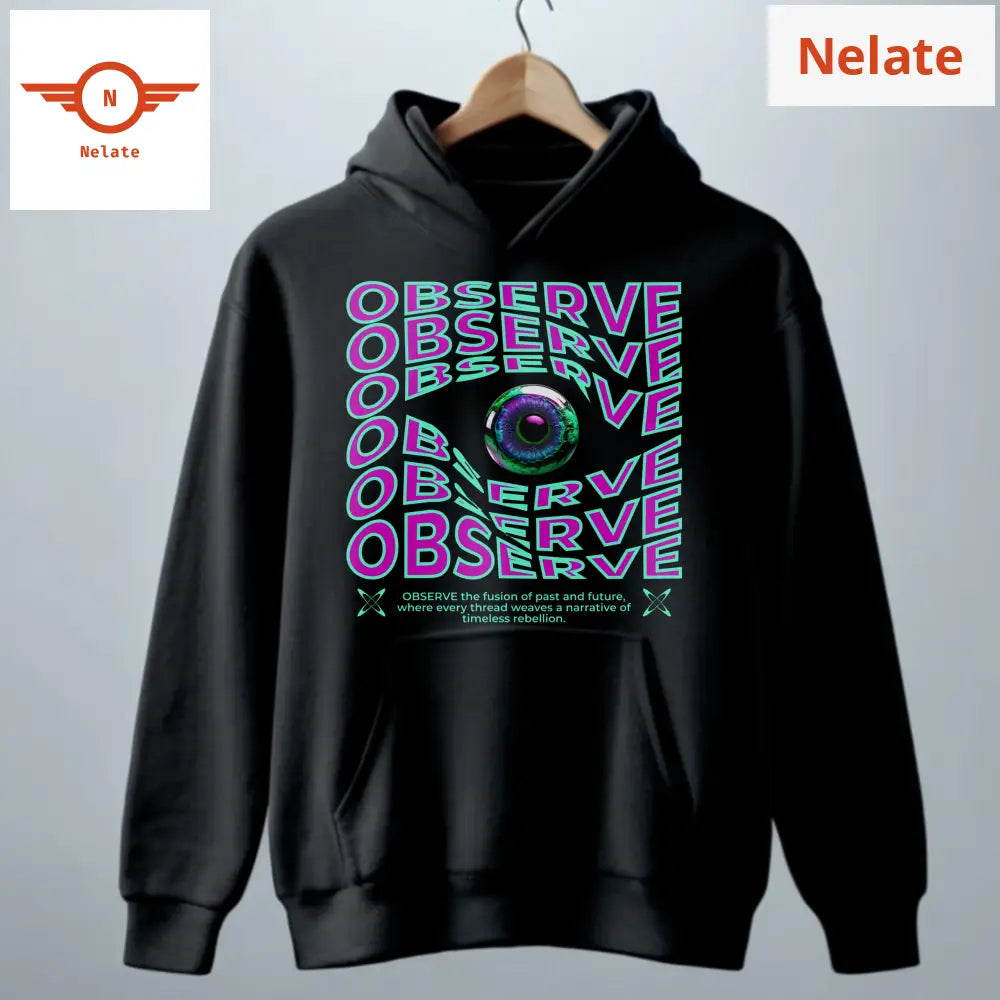 Observe - Black Hoodie For Men