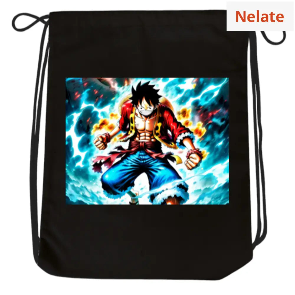 One Piece Luffy Theme Drawstring Bag Black / Standard