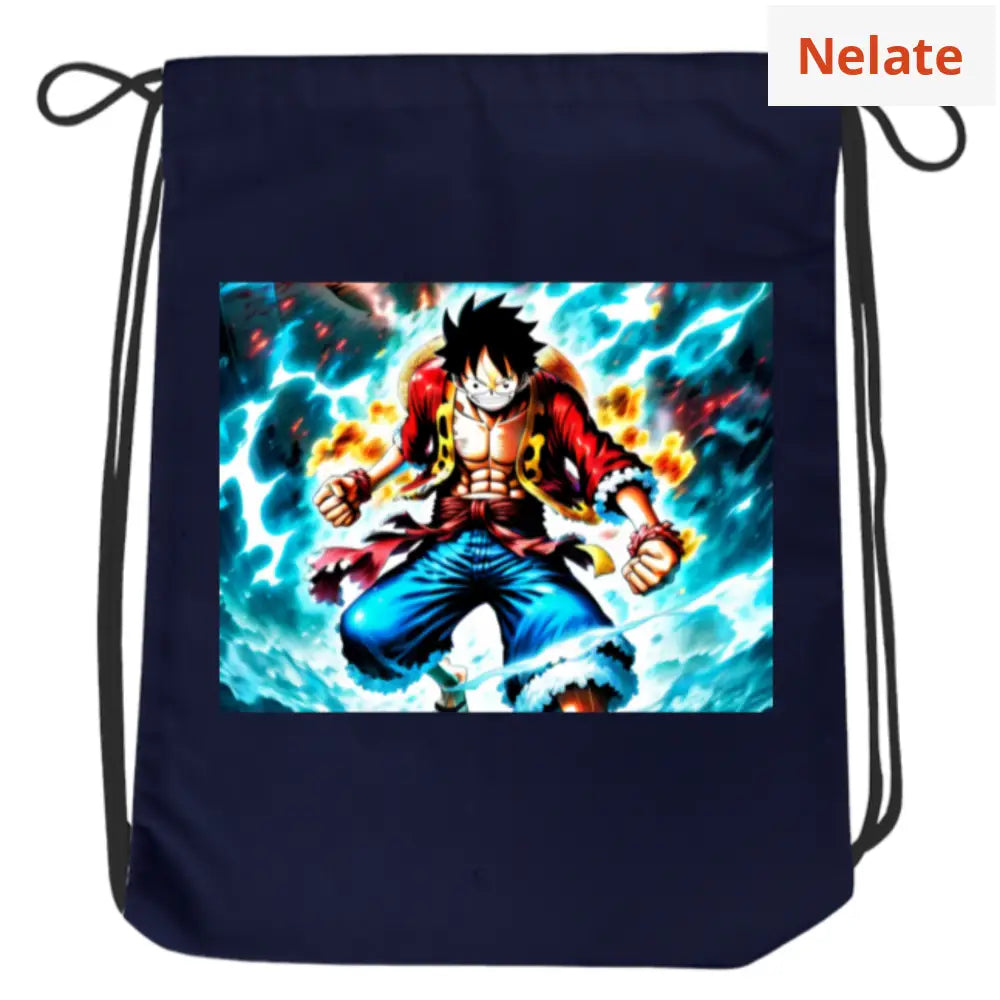 One Piece Luffy Theme Drawstring Bag Navy Blue / Standard