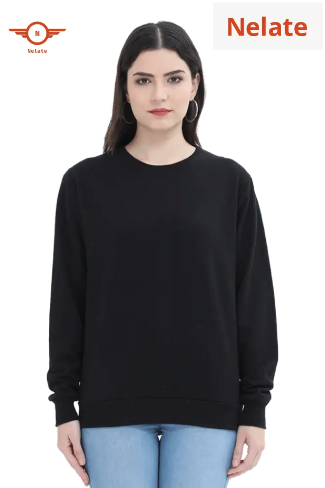 Plain Black Sweatshirt For Women