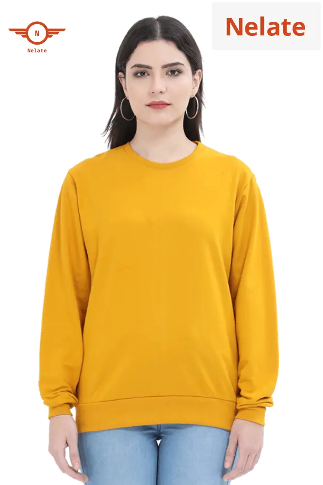 Plain Mustard Yellow Sweatshirt For Women