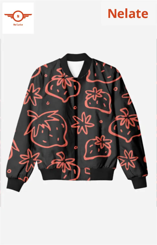 Red Strawberry Theme Men’s Bomber Jacket