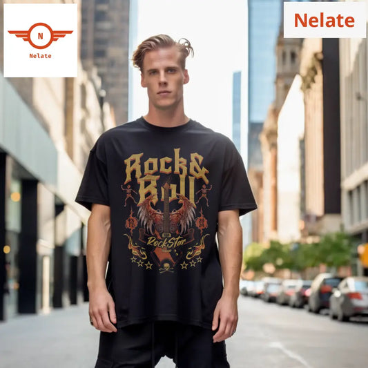 Rock &Roll Star - Black Oversized T-Shirt