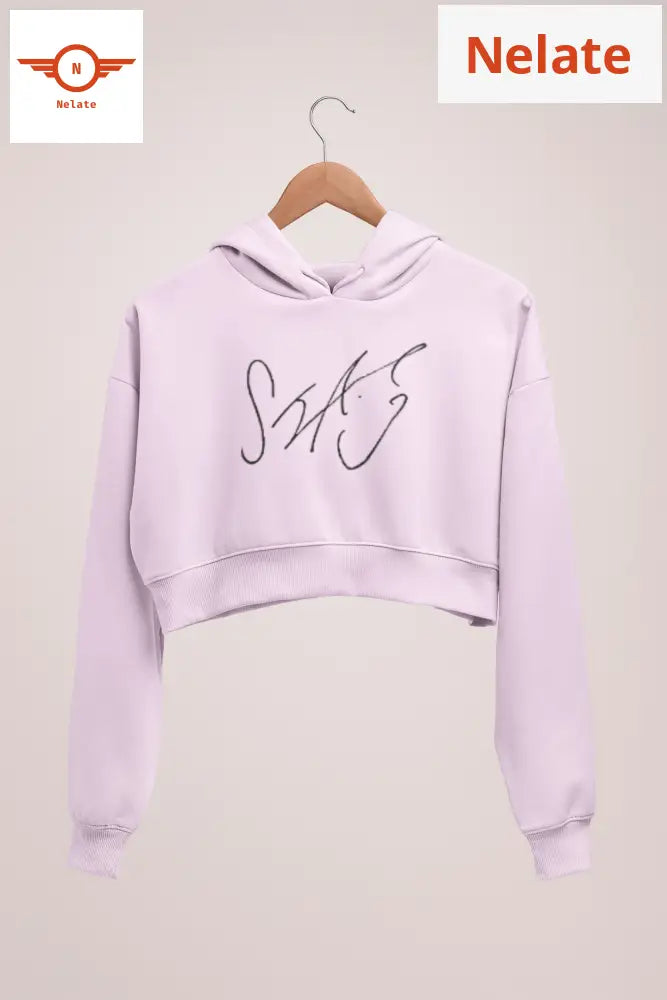 Seokjin Signature Printed Pink Crop Hoodie