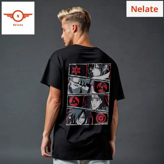 Sharingan Theme- Black Oversized T-Shirt