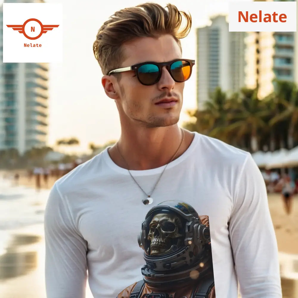 Skeleton Astronaut Theme Full Sleeves White T-Shirt